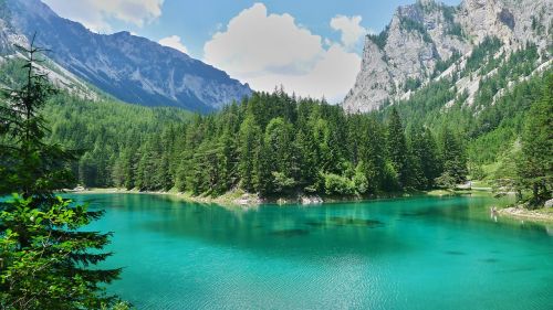Ežeras, Vanduo, Kalnai, Žalias Ežeras, Kraštovaizdis, Gamta, Natūralus Brangakmenis, Gamtos Idilė, Austria, Geriausia Vieta Būti