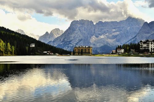Ežeras, Misurina, South Tyrol, Dolomitai, Kalnai, Kraštovaizdis, Italy