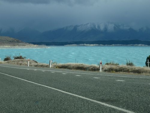 Ežeras, Mėlynas, Gatvė, Naujoji Zelandija, Kalnai, Vanduo