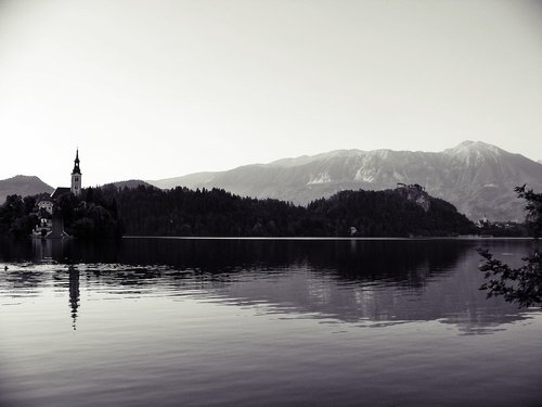 Ežeras,  Bledo Ežeras,  Gorenjska Regionas,  Karavanke,  Slovėnija,  Jumbo,  Alpine Žygiai,  Kelionėse,  Juoda Fotografija,  B W,  Baltas