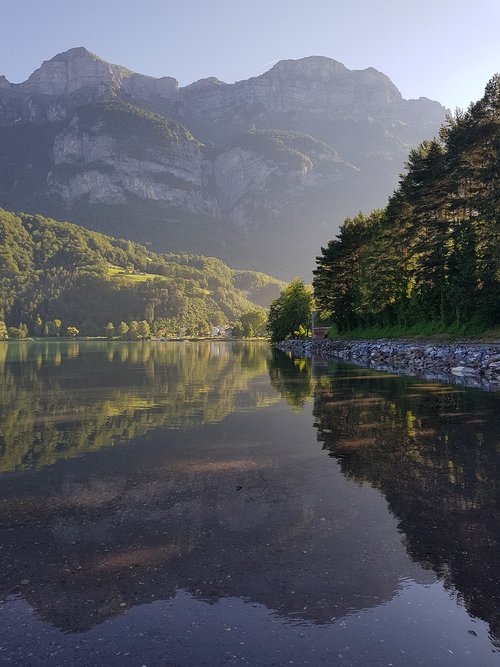 Ežeras,  Kalnai,  Walenstadt,  Atspindžiai