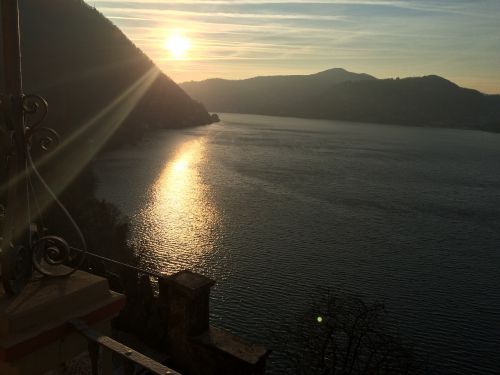 Ežeras, Žiema, Saulėlydis, Ežero Como