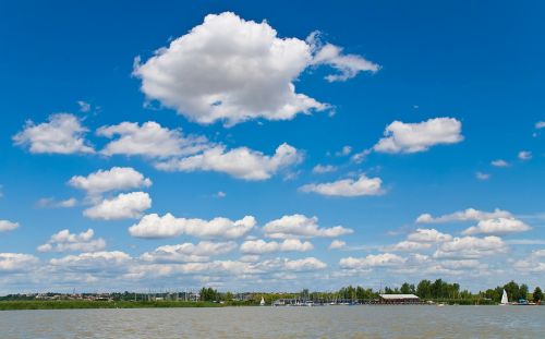 Ežeras, Debesys, Vanduo, Neusiedler See, Burgenlandas, Austria, Vasara