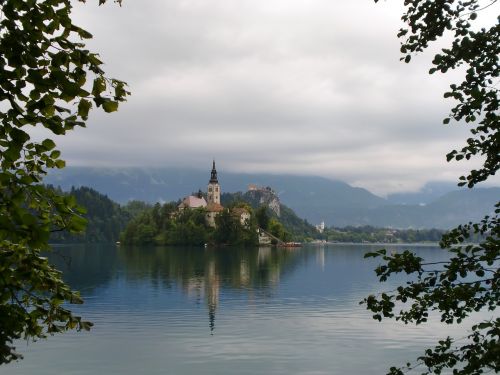 Ežeras, Bažnyčia, Pilis, Bled, Slovenia