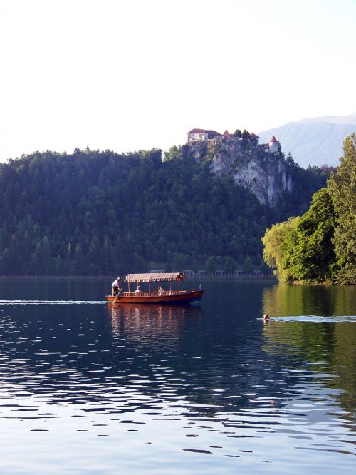 Ežeras Bledas, Slovenia, Gondola, Boot, Karawanken, Jumbo, Alpių Žygiai, Pasivaikščiojimas, Gorenjska Regionas, Atsipalaiduoti, Atsipalaiduoti, Kranjska Gora, Badesee