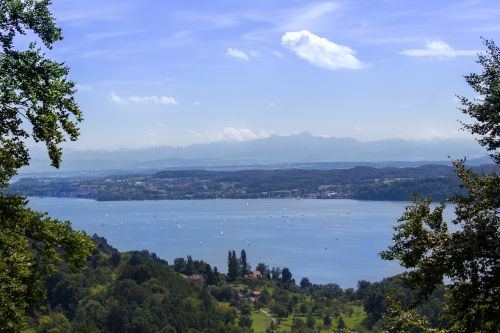 Ežero Konstanta, Überlingersee, Sipplingen, Panorama, Vaizdas, Burlaiviai, Vanduo