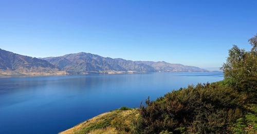 Hawea Ežeras, Naujoji Zelandija, Kalnai, Kraštovaizdis, Pietų Sala, Gamta, Ežeras
