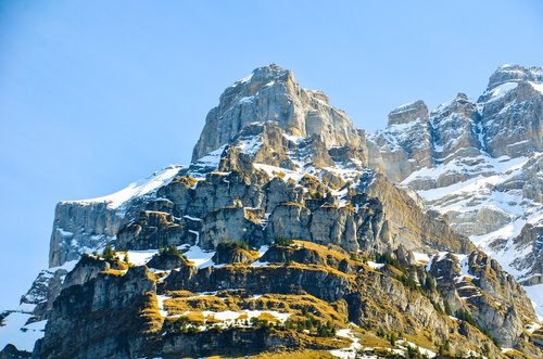 Ežeras Klöntal,  Vrenelisgärtli,  Summit,  Kalnai,  Pobūdį,  Dangus,  Kraštovaizdis,  Glarus,  Šveicarija,  Kalnų Viršūnių Susitikimas,  Sniegas,  Kalnų,  Panorama,  Alpine,  Klöntal,  Glärnisch