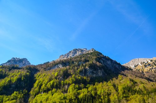 Ežeras Klöntal,  Summit,  Kalnai,  Pobūdį,  Dangus,  Kraštovaizdis,  Glarus,  Šveicarija,  Kalnų Viršūnių Susitikimas,  Kalnų,  Panorama,  Alpine,  Miškas