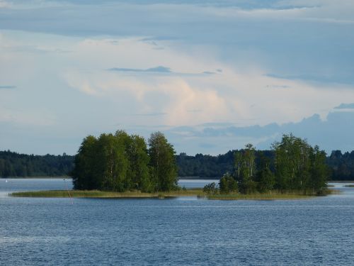 Ežeras Ladoga, Rusija, Kraštovaizdis, Gamta, Sala, Miškas, Spygliuočių, Medis, Vanduo, Šventė, Turizmas