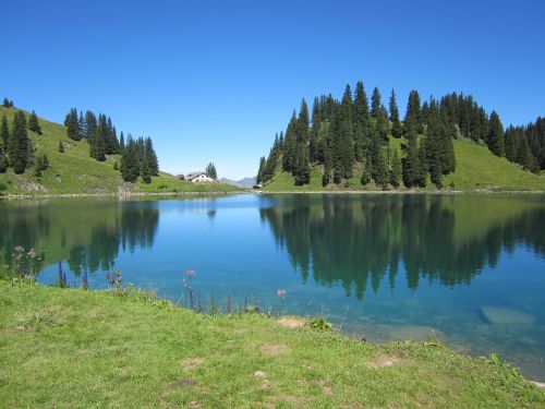 Ežero Liozonas, Ežeras, Kalnai, Šveicarija, Kraštovaizdis, Gamta