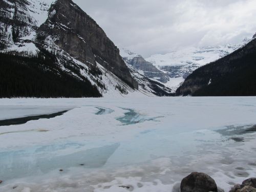 Ežero Louise, Sušaldyta, Alberta, Sniegas