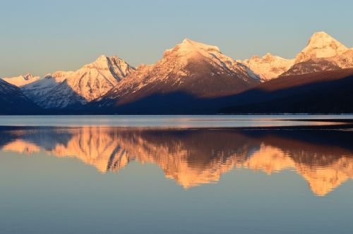 Ežeras Mcdonald, Kraštovaizdis, Kalnai, Panorama, Piko, Atspindys, Vanduo, Ledynas Nacionalinis Parkas, Montana, Usa