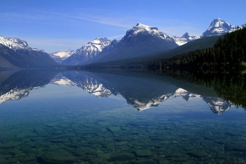 Ežeras Mcdonald, Kraštovaizdis, Kalnai, Panorama, Piko, Atspindys, Vanduo, Ledynas Nacionalinis Parkas, Montana, Usa