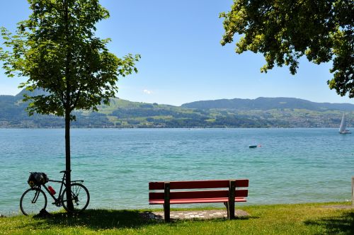 Ežeras Ciurichas, Parko Suoliukas, Vanduo, Poilsis, Pertrauka, Kraštovaizdis, Šveicarija