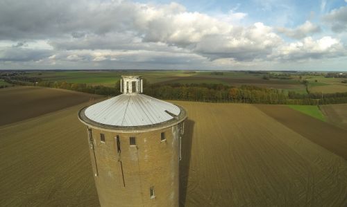 Kraštovaizdis, Oras, Oro Vaizdas, Panorama, Vandens Bokštas, Plokštumos Vaizdas, Drone, Debesys