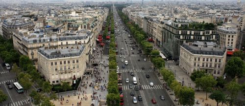 Kraštovaizdis, Vaizdingas, Miesto, Paris, France, Champs-Elysees, Alėja, Gatvė, Eismas, Miesto Panorama, Pastatų Architektūra