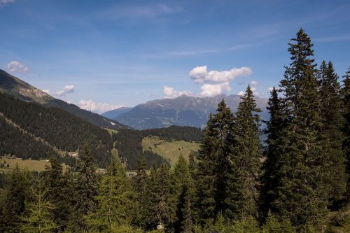 Kraštovaizdis, Vaizdas, Perspektyva, Kalnai, Medžiai, Dangus, Gamta, Tolimas Vaizdas, Kalnų Peizažas, Panorama, Tyrol, Austria, Serfaus-Fiss-Ladis