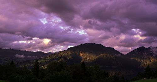 Kraštovaizdis, Kalnai, Dangus, Debesys, Gamta, Oro Temperamentas, Apšvietimas, Šviesa Ir Šešėlis, Austria, Vorarlbergas