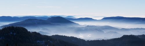 Kraštovaizdis, Jūros Rūkas, Juodasis Miškas, Reino Slėnis, Vosges, Panoraminis Vaizdas
