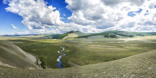 Kraštovaizdis, Didybė, Upė, Pieva, Khuvsgul Regionas, Mongolija