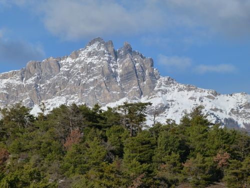 Kraštovaizdis, Kalnas, Alpės, Gamta, Žiema, Snieguotas, Miškas, Adatų Iš Chabrières, Hautes Alpes, France