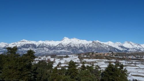 Kraštovaizdis, Kalnas, Žiema, Sniegas, Alpės, Champsaur, Hautes Alpes