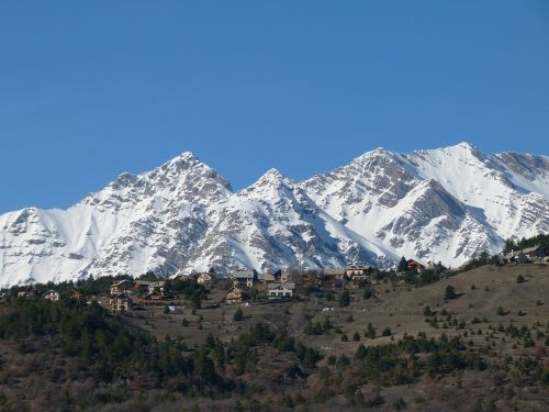 Kraštovaizdis, Žiema, Kalnų Kaimas, Hautes Alpes, Panorama
