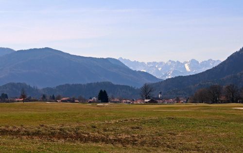 Kraštovaizdis, Chiemgau, Kalnai, Kaimas, Grassau, Panorama