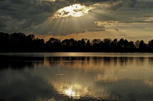 Kraštovaizdis, Gamta, Ežeras, Vanduo, Abendstimmung, Romantika