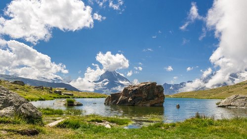 Kraštovaizdis,  Ežeras,  Kalnai,  Dangus,  Matterhorn