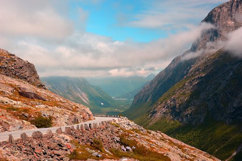 Kraštovaizdis,  Kalnai,  Mountain Road,  Norvegija,  Debesys,  Pobūdį,  Tarpeklis,  Rokas