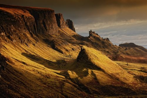 Kraštovaizdis, Škotija, Gamta, Aukštumų Ir Salų, Quairaing, Kalnai, Isle Of Skye, Kalnas, Dangus, Rokas, Highlands, Nuotaika, Hdr, Tolimas Vaizdas, Idiliškas