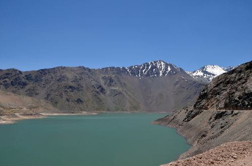 Kraštovaizdis,  Mėlynas Vanduo Lagūnas Sniegas,  Čile,  Elyeso,  Cajon Del Maipo