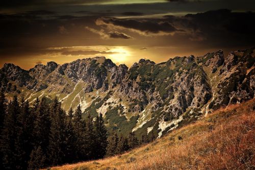Kraštovaizdis, Kalnai, Alm, Alpe, Gamta, Saulėlydis, Apšvietimas, Austria