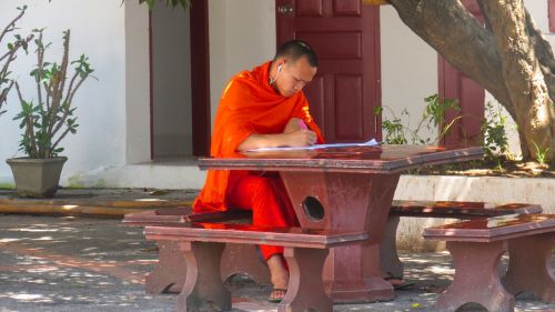 Laosas, Luangprabang, Asija, Šventykla, Budizmas, Vienuolis