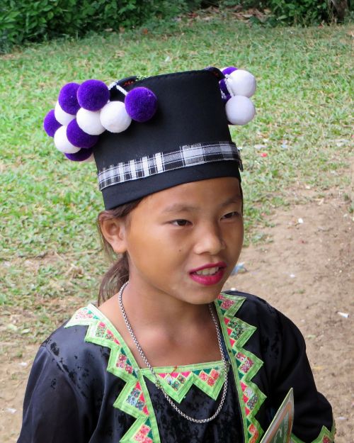 Laosas, Mergaitė, Hmong, Juodas Hmongas, Studentai, Moksleiviai, Tradicija