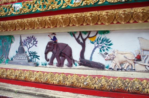 Laosas, Vientiane, Mozaika, Fjeras, Personažai, Istorijos, Šventykla