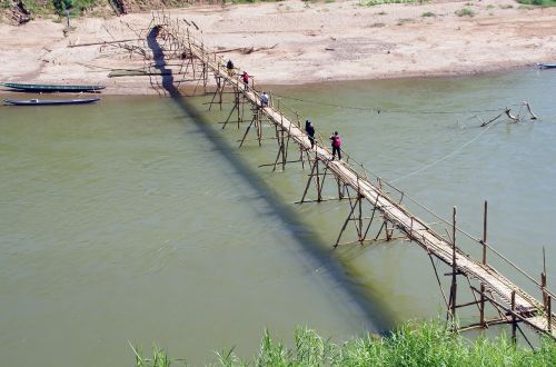 Laosas, Luang Prabang, Tiltas, Bambukas, Trapi