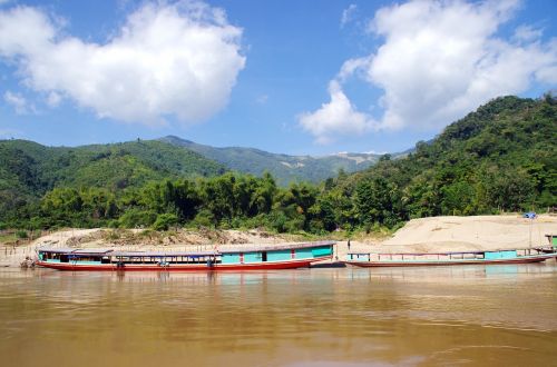 Laosas, Mékong, Valtys, Laivai, Navigacija, Namai Ant Vandens, Upė, Vanduo