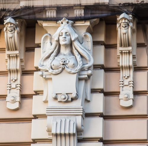 Latvia, Art Nouveau, Baltijos Valstybės, Riga, Pastatas, Architektūra, Namo Fasadas