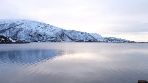 Lauklines Kystferie, Vaizdas, Tromso, Norvegija, Ežeras, Žiema, Kraštovaizdis