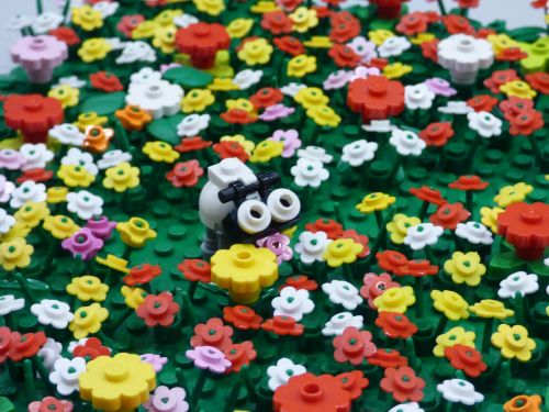 Lego, Pagalvėlės, Pieva, Gėlės, Poliana, Karvė, Žaislas, Lego Blokai, Figūrėlė