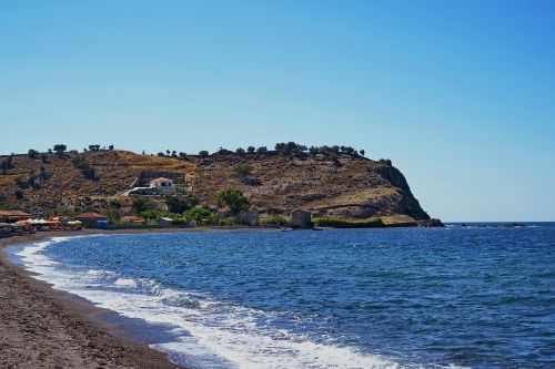 Lesbos, Lesvos, Sala, Graikija, Viduržemio Jūros, Europa, Kelionė, Gamta, Vasara, Jūra, Kraštovaizdis, Turizmas, Architektūra, Dangus, Kelionės Tikslas, Šventė, Mėlynas, Molyvos, Turistinis, Kaimas