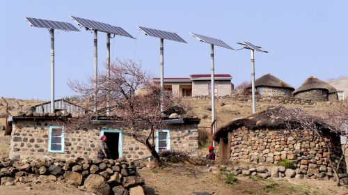 Lesotho, Bergdorf, Saulės Energija, Rondavels