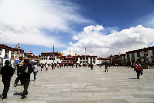 Lhasa, Tibetas, Šventyklos Šventykla, Mėlynas Dangus, Didinga, Budizmas