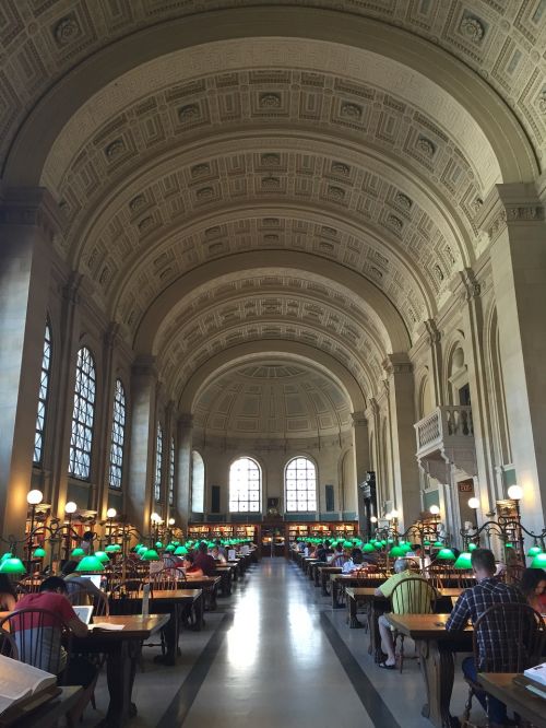Biblioteka, Bostonas, Massachusetts, Architektūra, Stalai, Klasikinis, Arka, Studijuoti