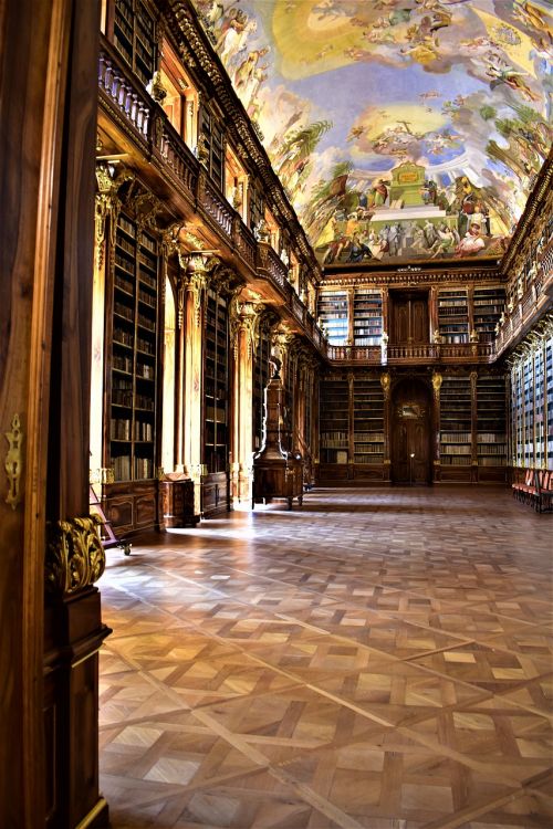 Biblioteka, Istorinis, Dažymas, Šviesa, Prague, Pastatas
