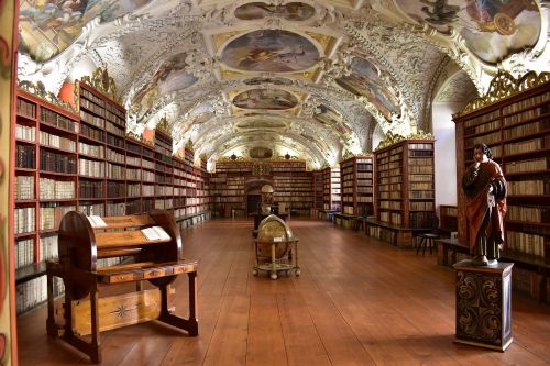 Biblioteka, Istorinis, Freska, Šviesa, Gaublys, Prague, Pastatas