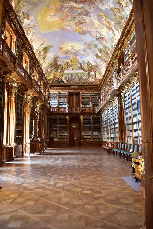 Biblioteka, Istorinis, Freska, Dažymas, Šviesa, Prague, Pastatas
